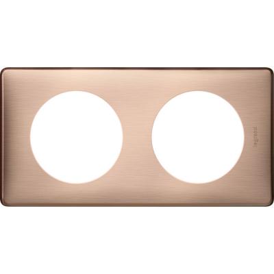 Plaque de finition double Legrand C&eacute;liane M&eacute;tal Copper