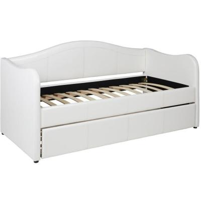 Lit banquette gigogne MATHILDE - 2 x 90 x 190 cm - Simili - Blanc 