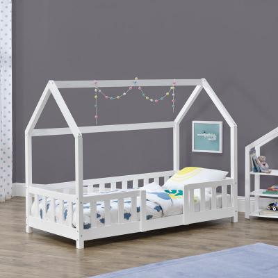 Lit d'Enfant Design Forme Maison Sisimiut Pin 160 x 80 cm Blanc Mat Laqu&eacute;
