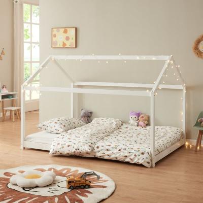 Lit d'Enfant de Forme Maison Cerro Pin 120 x 200 cm Blanc Mat Laqu&eacute;
