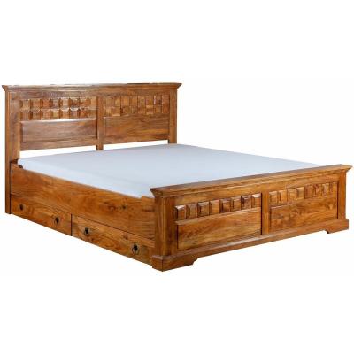 Massivmoebel24 - Lit double 200x200 Acacia laqu&eacute; Miel oxford 0311