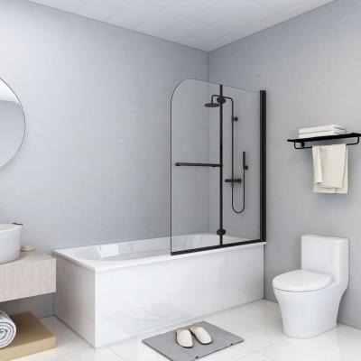 Vidaxl cabine de douche pliable 2 panneaux esg 95x140 cm noir 147193