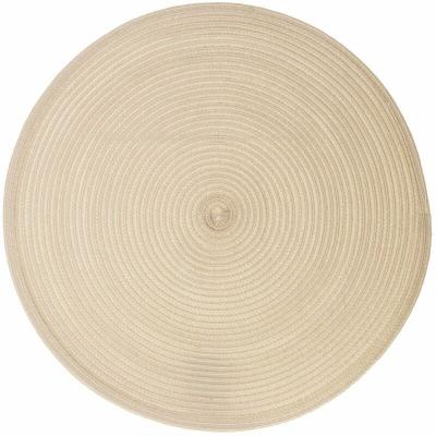 Lot 6x Set de table tress&eacute; rond Oscar - Diam. 38 cm - Beige