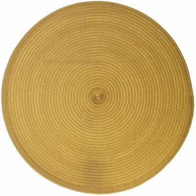 Toilinux - Lot 6x Set de table tress&eacute; rond Oscar - Diam. 38 - Jaune