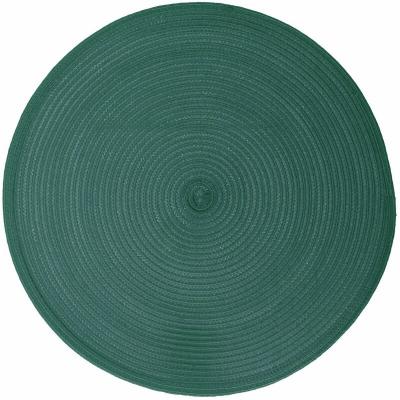 Lot 6x Set de table tress&eacute; rond Oscar - Diam. 38 cm - Vert &eacute;meraude
