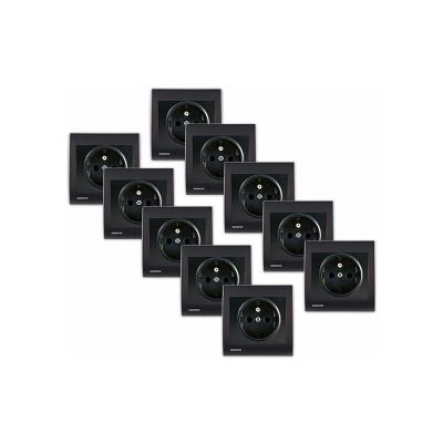 Lot de 10 Prise 2P+T Anthracite Delta Iris + Plaque Anthracite-SIEMENS