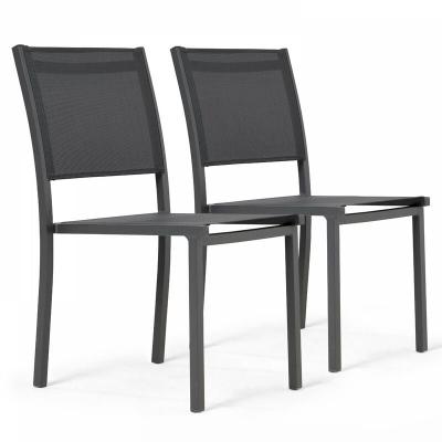 Oviala - Lot de 2 chaises de jardin aluminium et textil&egrave;ne gris - Gris