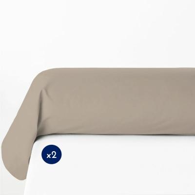 Taies de Traversin 85x185 cm (Lot DE 2) 100% Coton Beige fonc&eacute; Sable
