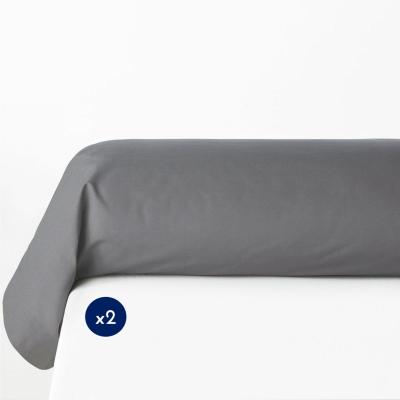 Home Passion Lot De 2 Taies De Traversin, Coton, Gris Fonc&eacute;, 85x185 Cm
