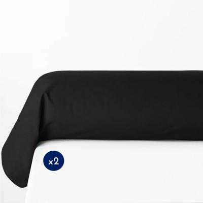 Taies de Traversin 85x185 cm (Lot DE 2) 100% Coton Noir bak&eacute;lite