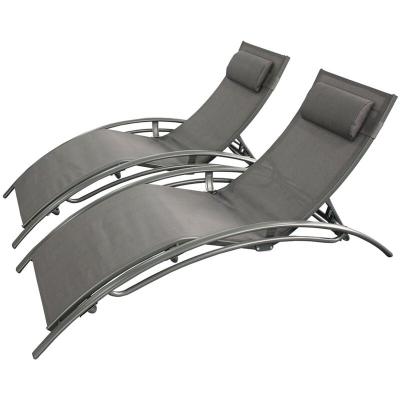 Limea Transat Gris ajustable et empilable 2 pi&egrave;ces avec pieds acier