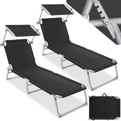 TecTake Lot de 2 transats acier - noir