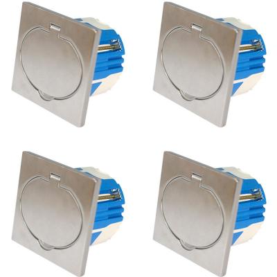 Lot de 4 Prises 16A 2P+T finition alu bross&eacute; - IP44 avec bo&icirc;te d'installation