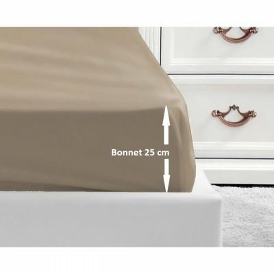 Drap Housse 100% coton 180x200x25 cm - Beige - Lovely Home