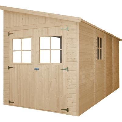 TIMBELA M340 Abri de Jardin en Bois Naturel (sans paroi lat&eacute;rale)- H243xl216xL416 cm/8 m2