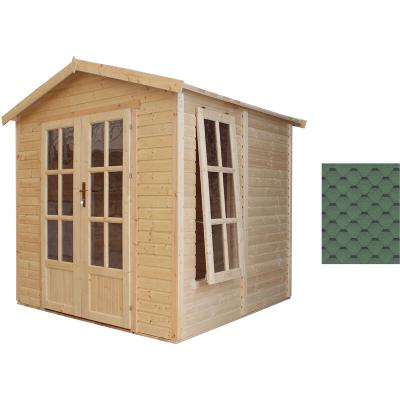 Cabane en bois avec plancher, avec bardeaux bitumineux couleur l233xP222xH233cm - M351FB+H351FBGREEN