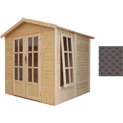 Cabane en bois avec plancher, avec bardeaux bitumineux couleur l233xP222xH233cm - M351FB+H351FBBROWN