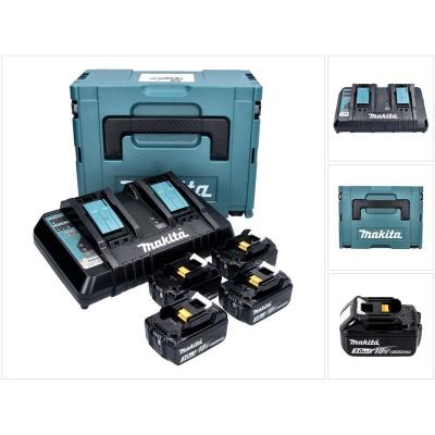Pack Energie 18V Li-Ion 3.0 Ah - 4 batteries + 1 chargeur double + coffret MAK-PAC - 197720-6