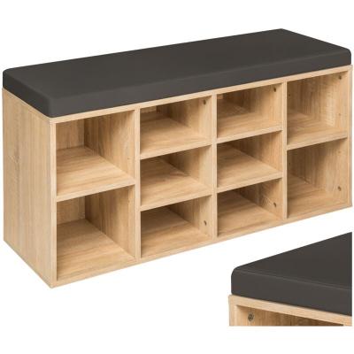 Meuble &agrave; chaussures banc effet bois de ch&ecirc;ne fonc&eacute;/marron