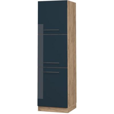 Vicco Meuble pour Four Fame-Line, Bleu fonc&eacute; Brillant/Ch&ecirc;ne de Force dor&eacute;, 60 cm