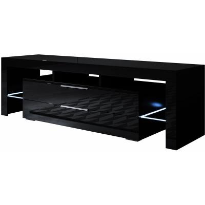 Meuble de t&eacute;l&eacute;vision noir avec tiroirs et lumi&egrave;res LED Sayen Domensino