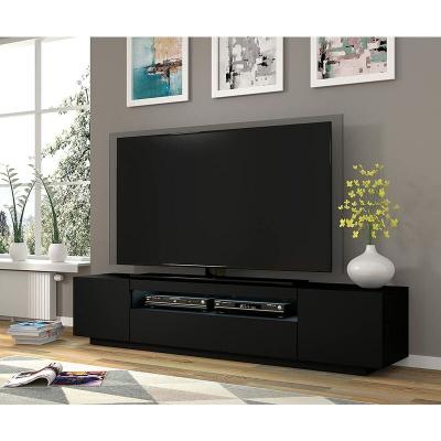Bim Furniture Meuble TV bas universel AURA 200 cm &agrave; suspendre ou &agrave; poser Noir mat sans LED