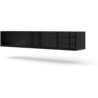 Bim Furniture Meuble TV suspendu BINGO 160 cm noir mat / noir brillant