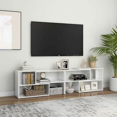 Meuble TV blanc brillant 149 x 30 x 52 cm en bois d'ing&eacute;nierie