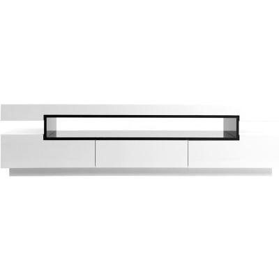 Miliboo Meuble TV Design Blanc laqu&eacute; Brillant L200 cm LIVO