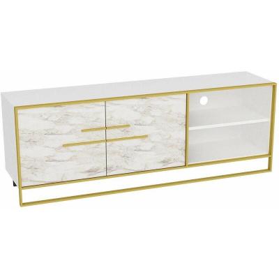 Wooden Art Meuble TV Polka dor&eacute;/blanc  - 160x38.5x56.6 cm T.U