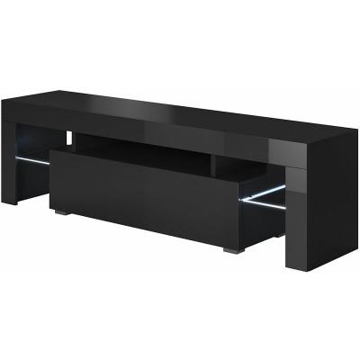 Meuble tv mod&egrave;le Unai (160x45cm) couleur noir avec led rgb - Noir