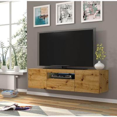 Meuble TV suspendu ou au sol 150x42x37Cm STAND AURA Ch&ecirc;ne