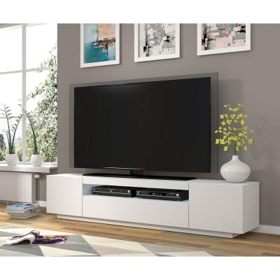 Meuble tv aura 200 cm blanc mat - blanc mat
