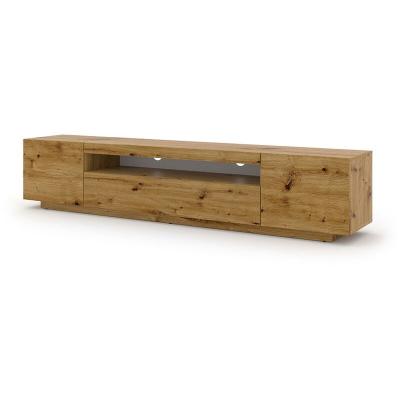 Bim1 - Meuble tv suspendu ou sur pied 200x42/36x37 Cm stand aura Ch&ecirc;ne