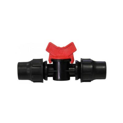 Mini vanne avec raccords de chaque cot&eacute; pour tube basse densit&eacute; 20mm