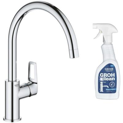Robinet mitigeur cuisine Grohe Bauloop bec haut + produit entretien