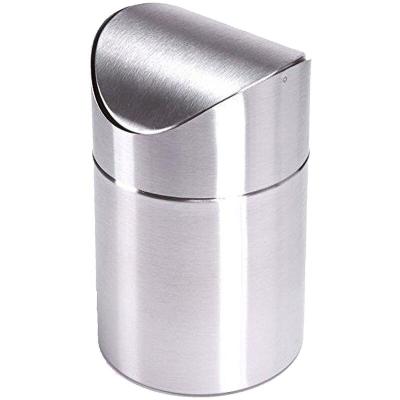 MSV - Poubelle &agrave; Bascule de table ou cosm&eacute;tique 1,5L Inox - Gris