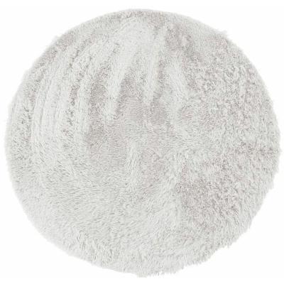 Tapis Rond &agrave; Poils Longs Extra-Doux, 160cm Diam&egrave;tre, Blanc