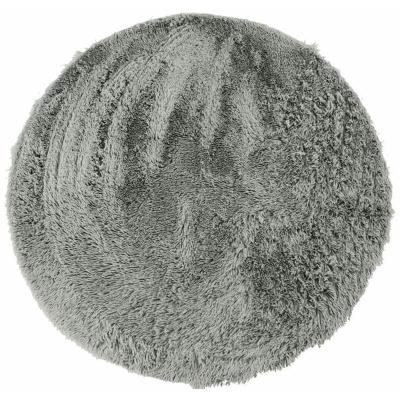 Tapis Rond &agrave; Poils Longs Extra-Doux, 160cm Diam&egrave;tre, Gris Clair