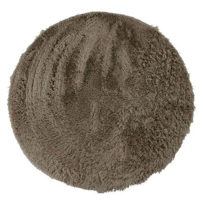 Tapis Rond &agrave; Poils Longs Extra-Doux, 160cm Diam&egrave;tre, Taupe
