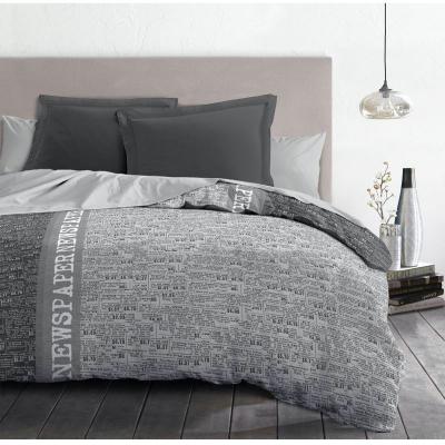 NEWSPAPER Parure de couette Microfibre - Gris - 220x240 cm 