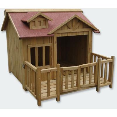 Niche &agrave; chien XL - Maison pour chien - Bois massif - Terrasse