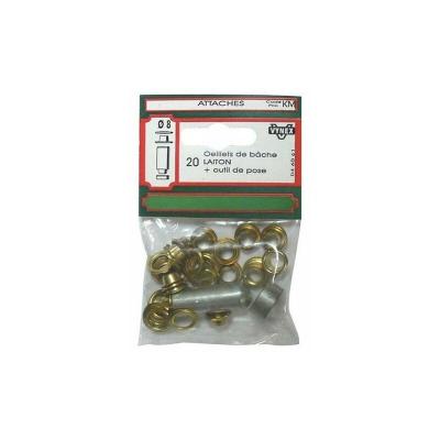 Oeillet b&acirc;che + outil - lot de 20 - d: 8 mm - Vynex