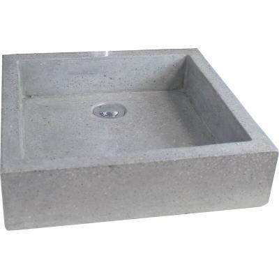 Vasque carr&eacute;e en Terrazzo - Gris anthracite - 40x40cm