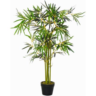 Bambou artificiel hauteur 1,2 m 552 feuilles & lichen denses r&eacute;alistes pot inclus noir