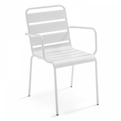 Fauteuil de jardin - 55 x 55 x 83 cm - Acier - Palavas- Blanc