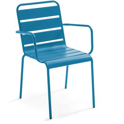 Chaise de jardin - 55 x 55 x 83 cm - Acier - Palavas- Bleu Pacific