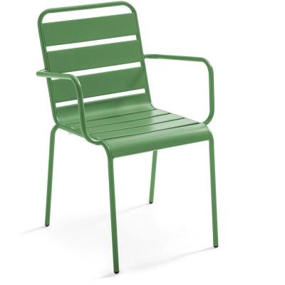 Chaise de jardin - 55 x 55 x 83 cm - Acier - Palavas- Vert Cactus