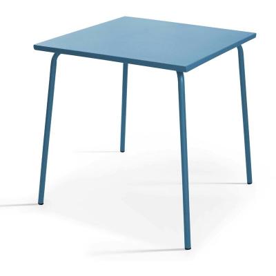 Palavas - Table de jardin carr&eacute;e en m&eacute;tal bleu pacific - Bleu