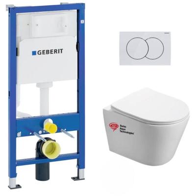 Pack WC suspendu sans bride Geberit Infinitio Swiss Aqua Technologies - Blanc - 116cm x 119cm